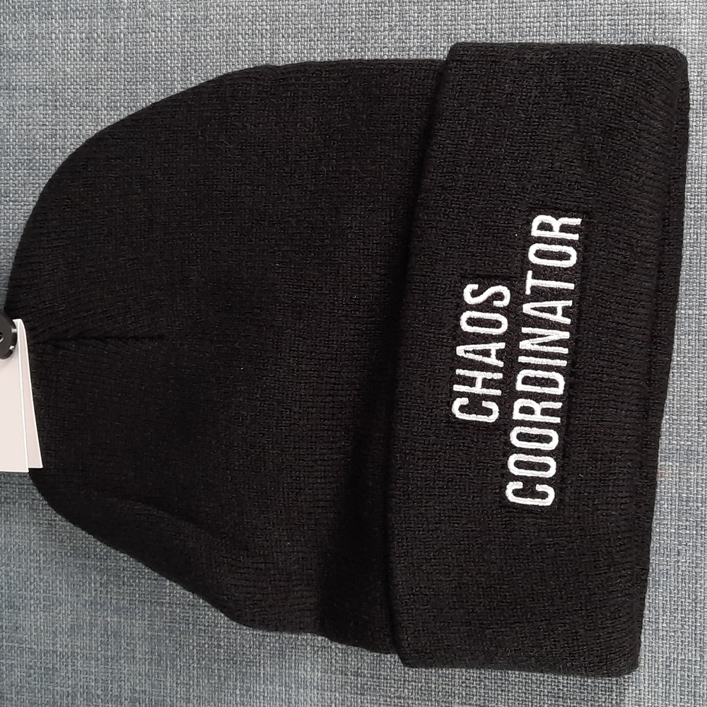 Knit Beanie Fun Funny Chaos Coordinator Embroidered Casual Streetwear Black…